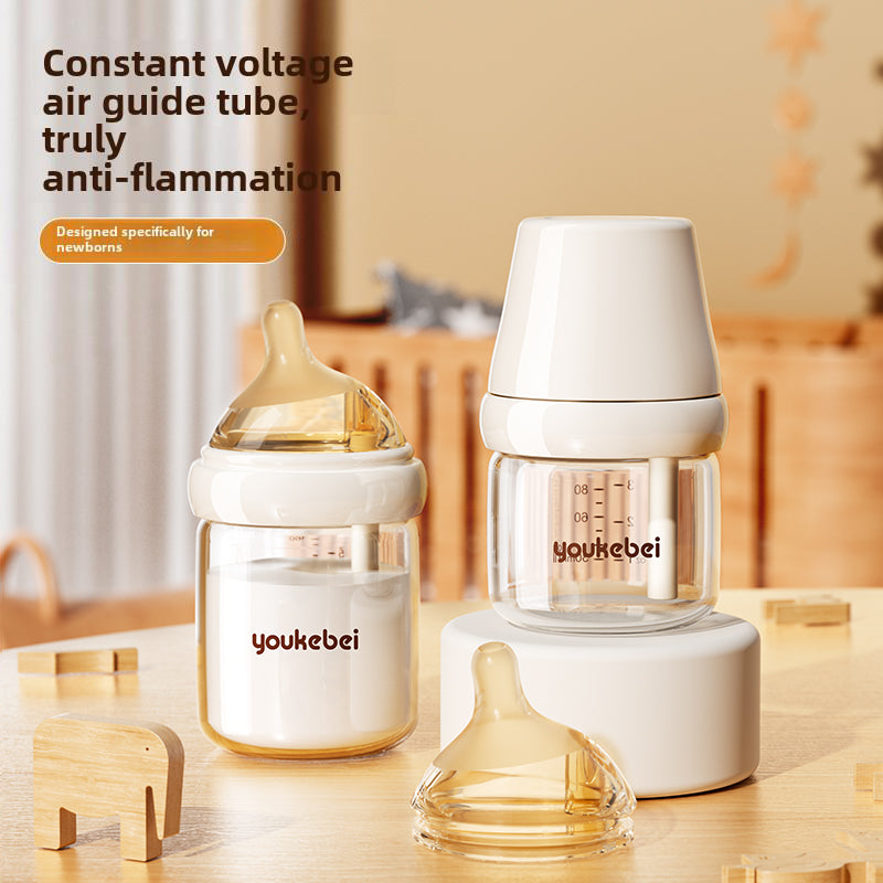 Newborn Glass Baby Bottle 0–6 Months Anti-Colic Anti-Spit-Up  Anti-Choking 80/160ml Soft Silicone Nipple