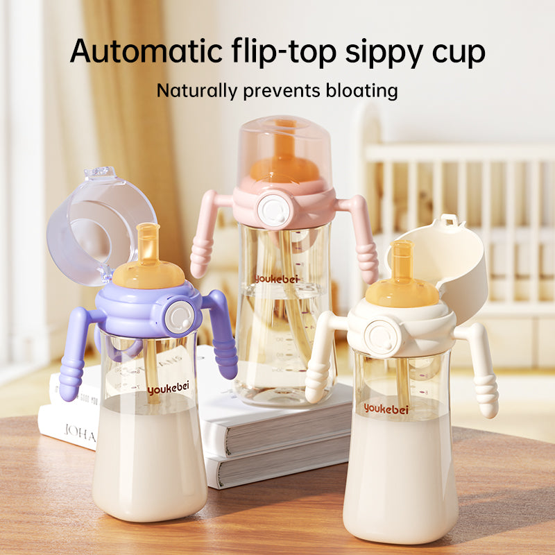PPSU Toddler Sippy Cup 330ml One-Touch Flip Lid Leak-Proof Temp-Sensitive 1Y+