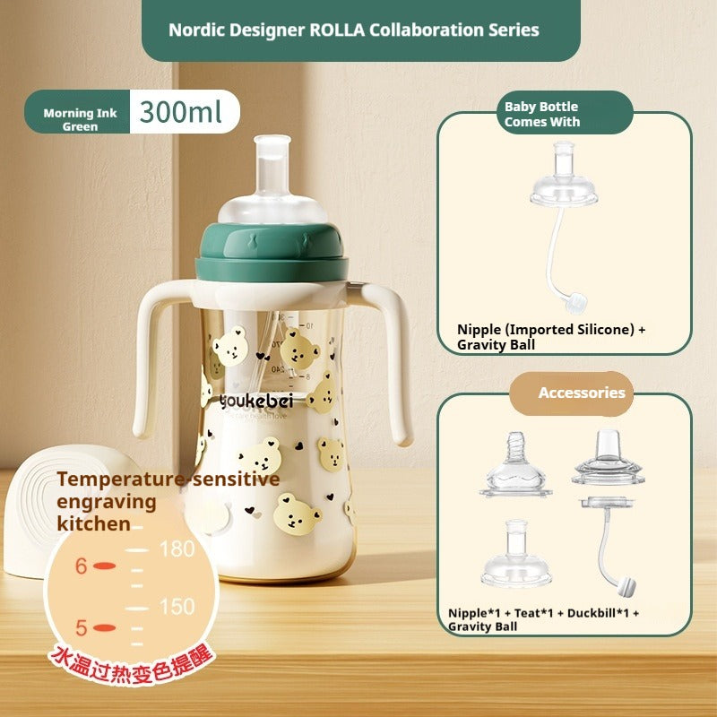 Toddler Straw Bottle with Direct Sip Spout 1–3 Years Training Cup For Milk Water Anti-Colic Anti-Choking Design