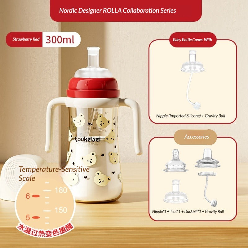 Toddler Straw Bottle with Direct Sip Spout 1–3 Years Training Cup For Milk Water Anti-Colic Anti-Choking Design
