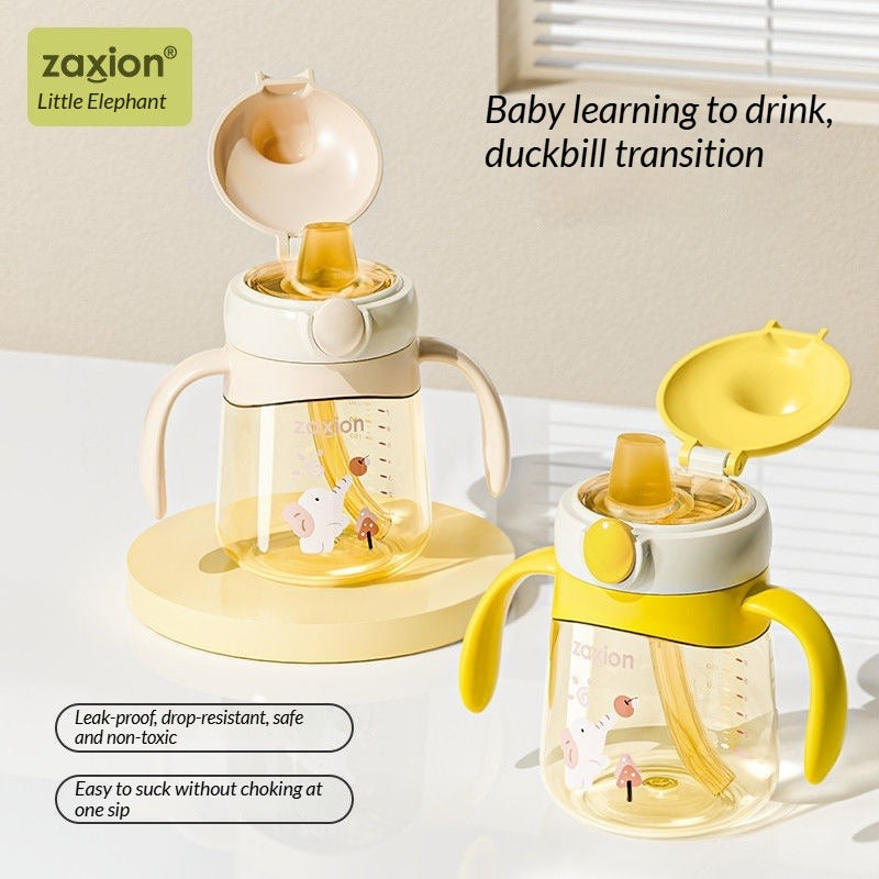 PPSU Duckbill Straw Training Cup Leak-Proof  Anti-Choke Flip-Top Silicone Baby Sippy Bottle