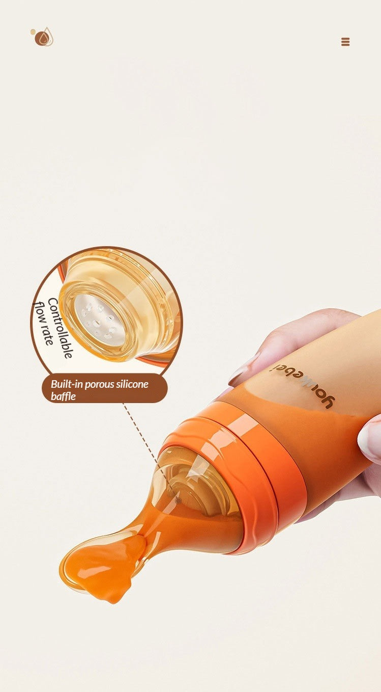 Youkebei Baby Feeding Bottle Leak-Proof Suction Base 120ml Silicone Bottle for Water Milk  Purees 0–6M+