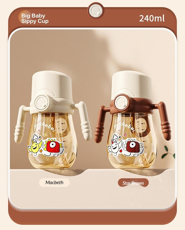 1Y+ Baby Tooth-Friendly Straw Cup No-Transition Training Cup with Temperature Indicator & Leak-Proof Design