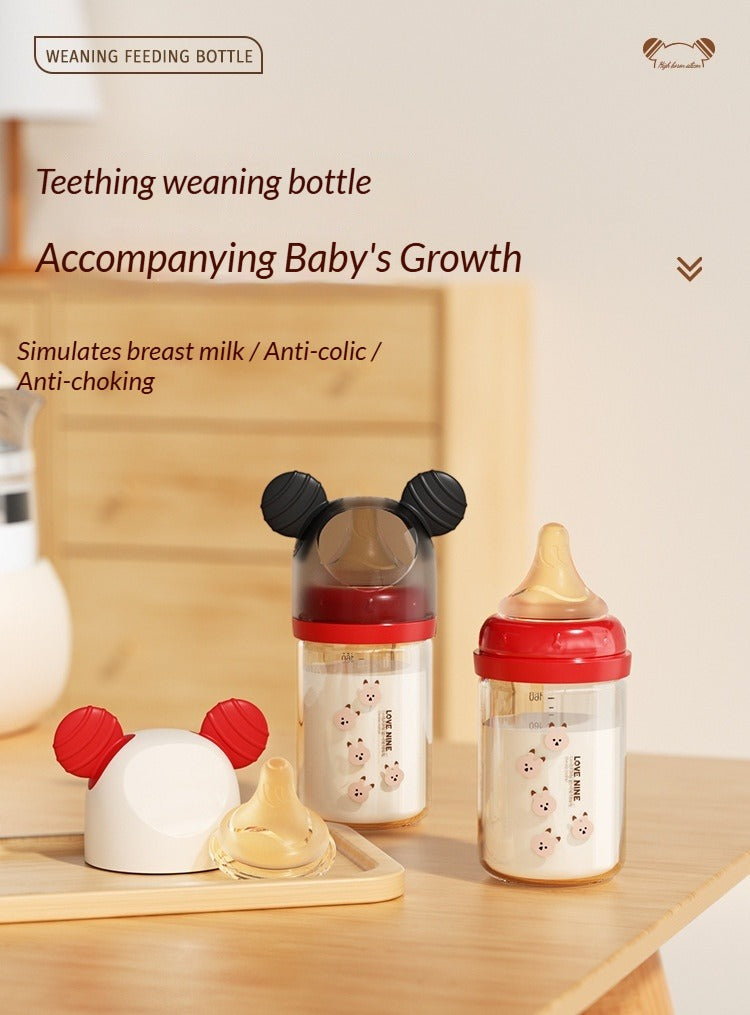 Protective Teething Weaning Baby Bottle | Ultra-Soft Liquid Silicone Nipple Anti-Colic