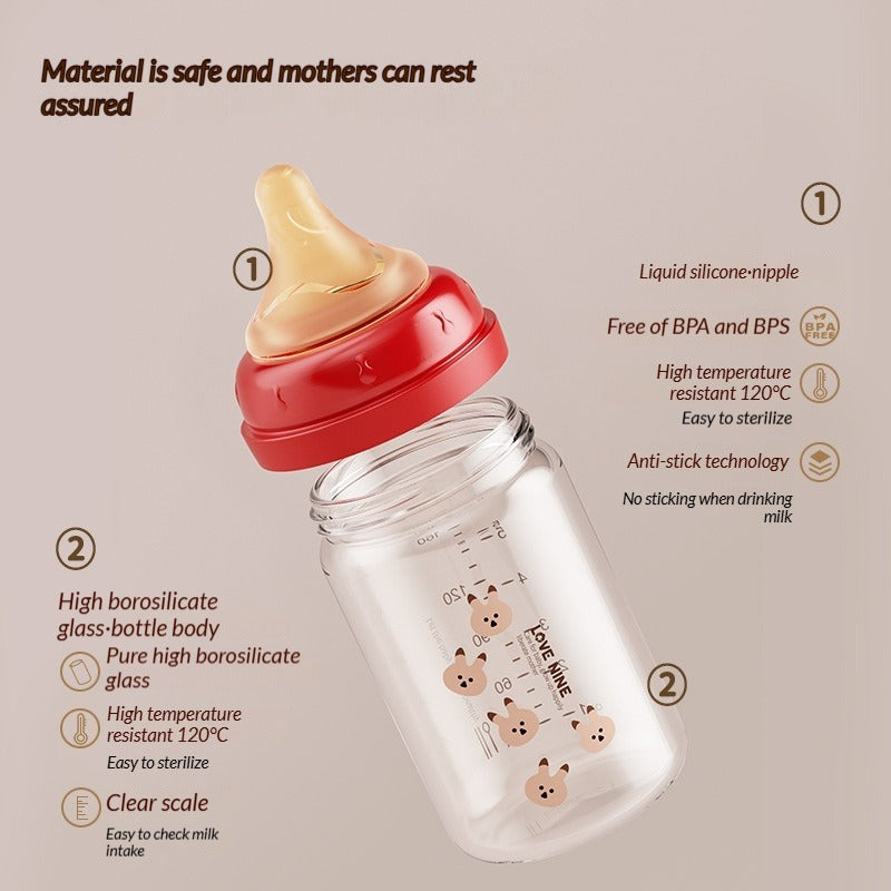 Protective Teething Weaning Baby Bottle: Ultra-Soft Liquid Silicone Nipple at Anti-Colic