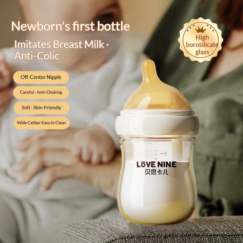 Youkebei High Borosilicate Glass Anti-Colic Baby Bottle