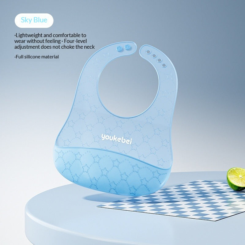 Silicone Waterproof Baby Feeding Bib 3D Food Catcher Infant  Toddler Drool Bib Stain-Resistant Easy to Clean