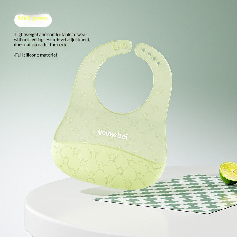 Silicone Waterproof Baby Feeding Bib 3D Food Catcher Infant  Toddler Drool Bib Stain-Resistant Easy to Clean