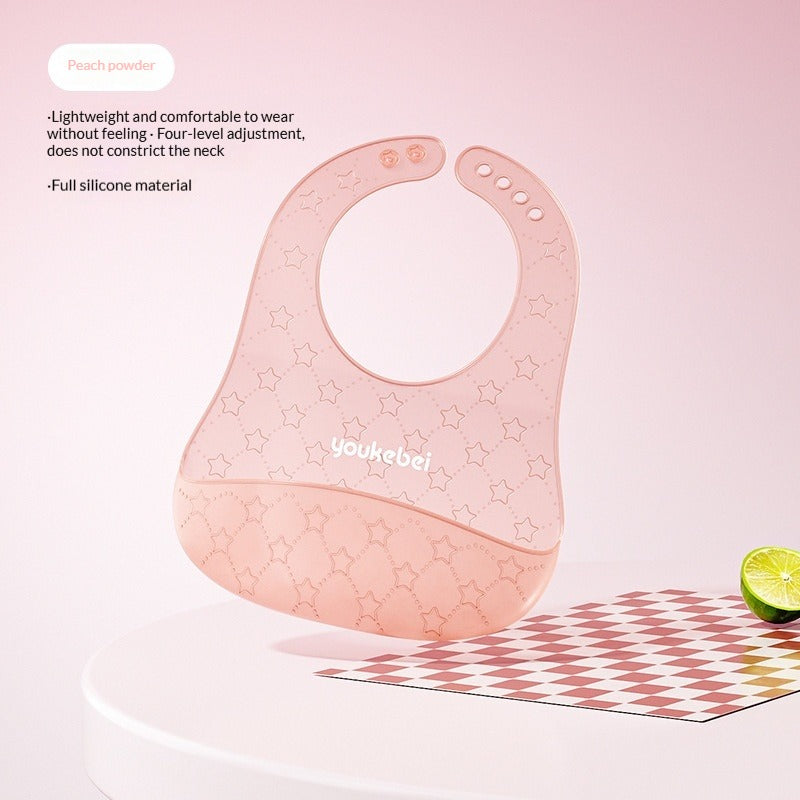 Silicone Waterproof Baby Feeding Bib 3D Food Catcher Infant  Toddler Drool Bib Stain-Resistant Easy to Clean