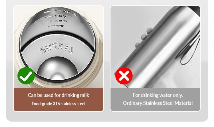 Kids 316 Stainless Steel Thermal Cup Baby 1Y+ Straw Bottle Portable Insulated Water & Milk Cup