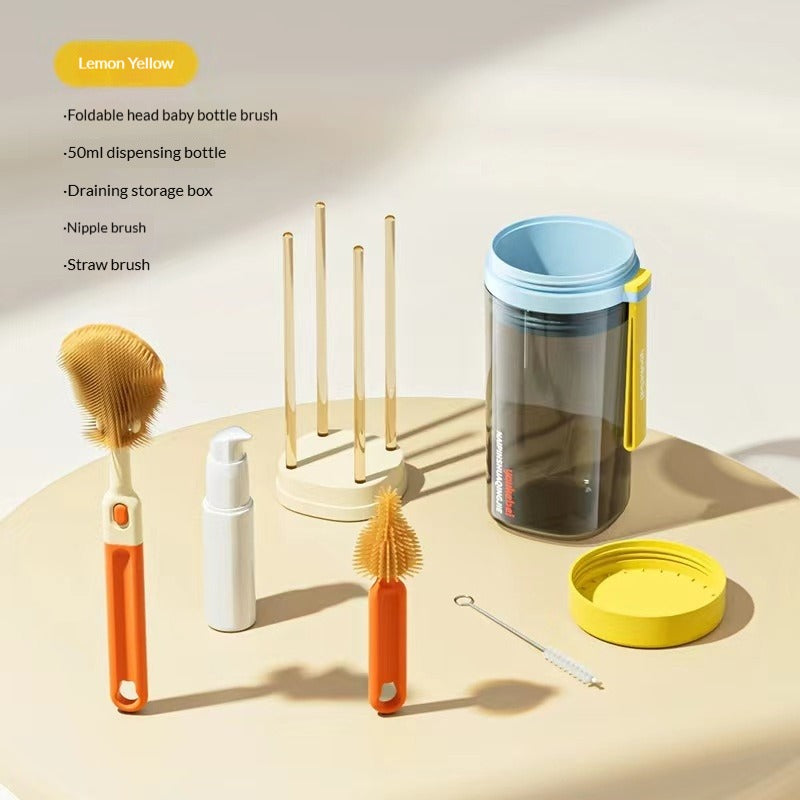 Portable Baby Bottle Cleaning Brush Set Double-Sided Foldable Design  Compact for Travel Easy to Store