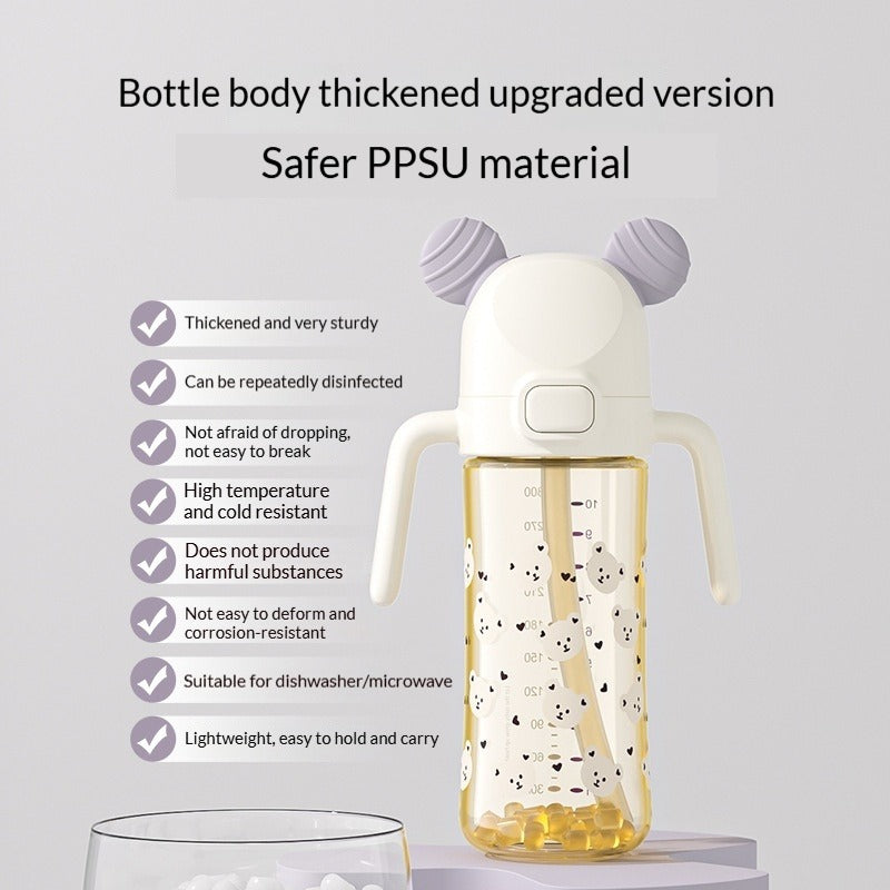 Temperature-Sensitive Baby Training Cup For 1Y+ Toddlers Anti-Drop & Anti-Colic Straw Open Cup 2-in-1