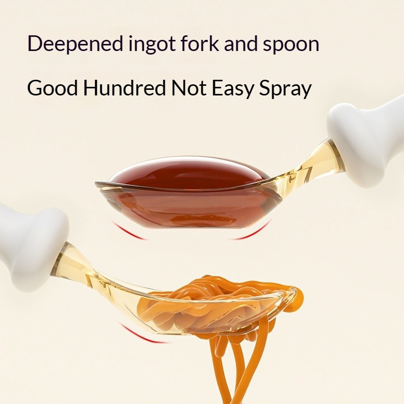 PPSU Ingot-Shaped Baby Spoon & Fork Food-Grade Heat Resistant Anti-Slip Silicone Handle Infant Feeding Training Self-Feeding Tableware