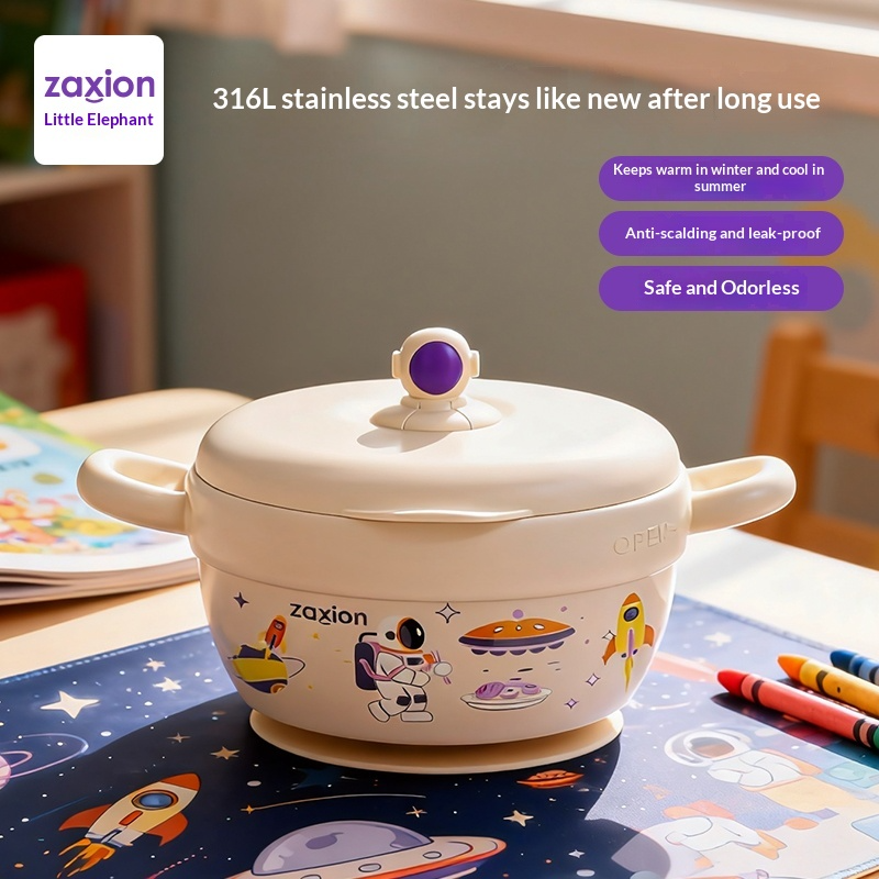 316 Stainless Steel Water-Filled Thermal Feeding Bowl  Long-Lasting Heat Retention & Anti-Scald Anti-Tip Suction Base Baby Weaning Bowl 6 Months+