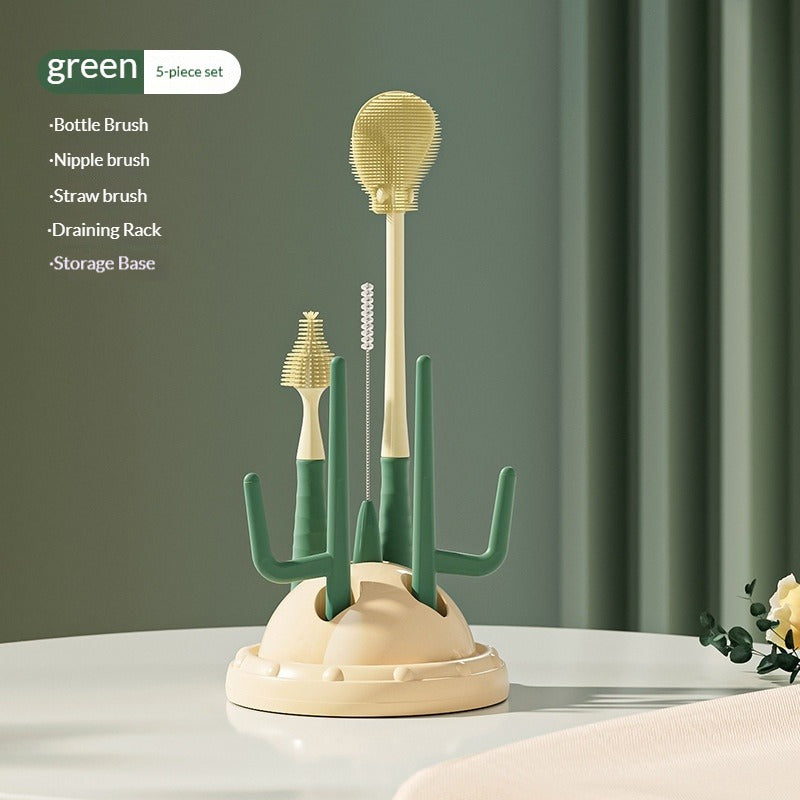 Drip-Drying Baby Bottle Cleaning Brush Set Food-Grade Silicone Soft Brush Heads  Multi-Brush Maternity & Baby Bottle Cleaning Tool