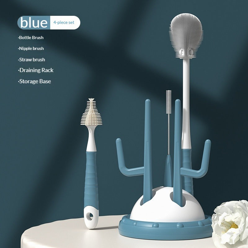 Drip-Drying Baby Bottle Cleaning Brush Set Food-Grade Silicone Soft Brush Heads  Multi-Brush Maternity & Baby Bottle Cleaning Tool