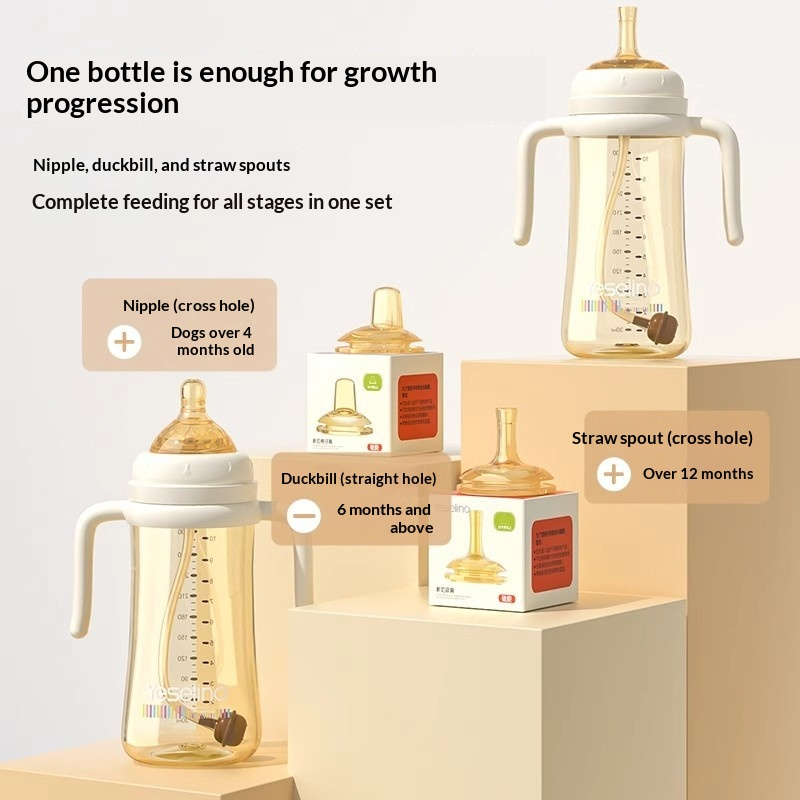 PPSU Anti-Colic Straw Bottle for Babies 6+ Months | Weaning Bottle for Toddlers 1–3 Years | Anti-Choke Design | Gift Box Set