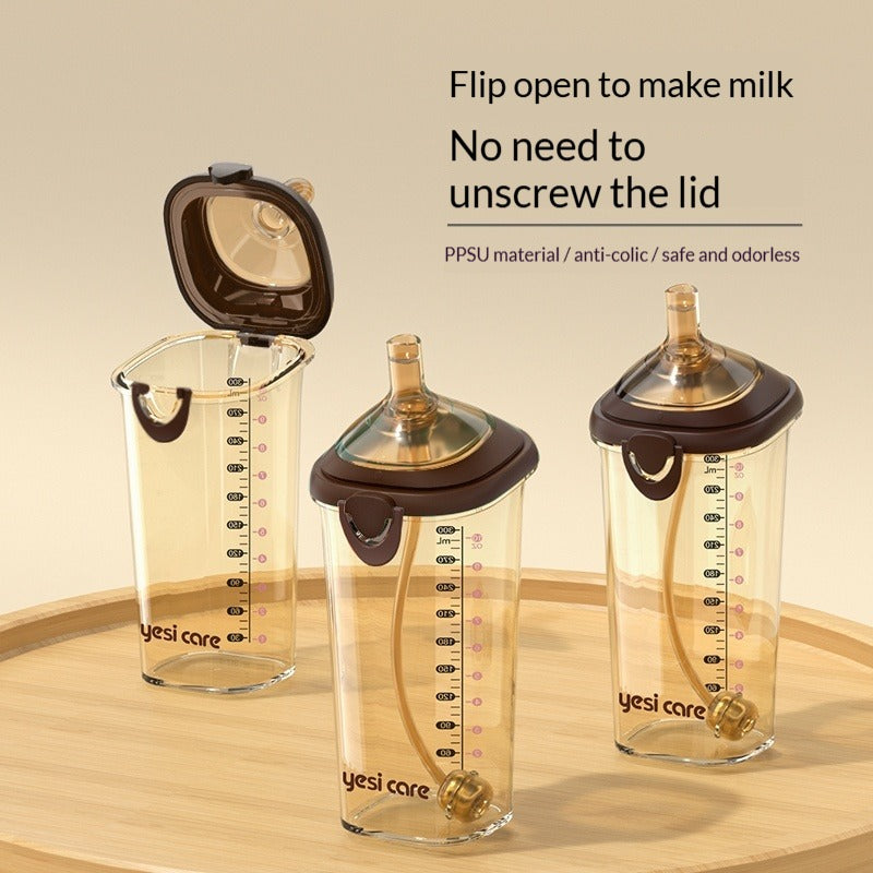 ขวดนม PPSU รุ่นที่ 2 พร้อมหลอดดูด ป้องกันอาการจุกเสียด สำหรับเด็กอายุ 6 เดือนขึ้นไป