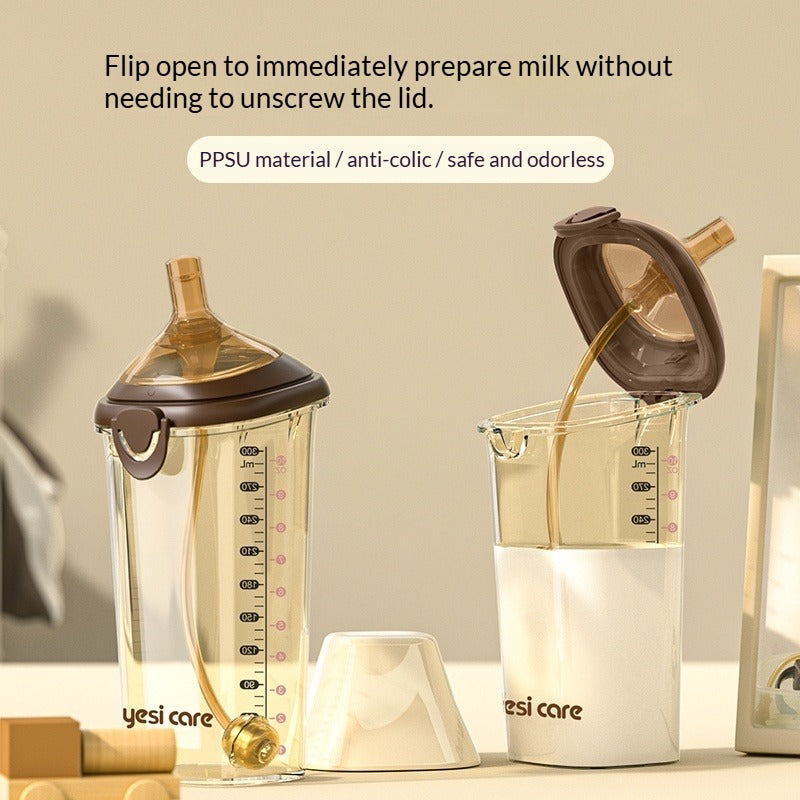 ขวดนม PPSU รุ่นที่ 2 พร้อมหลอดดูด ป้องกันอาการจุกเสียด สำหรับเด็กอายุ 6 เดือนขึ้นไป