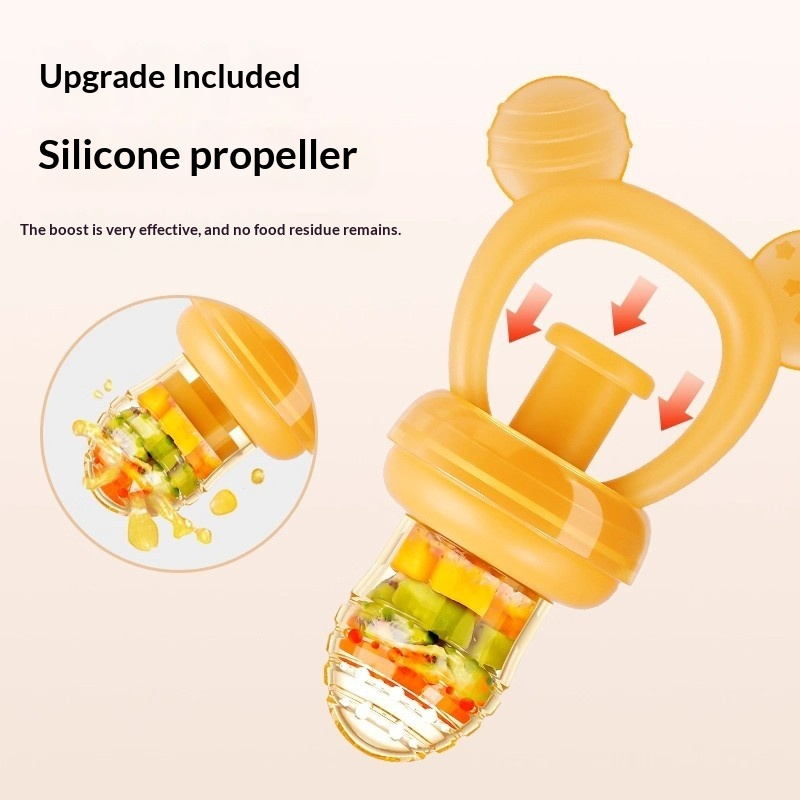 Dụng cụ ăn dặm cho bé bằng silicon nguyên khối, chống sặc, dùng để ăn rau củ quả, 2 trong 1, vừa làm mềm nướu vừa giúp bé ngậm nướu.