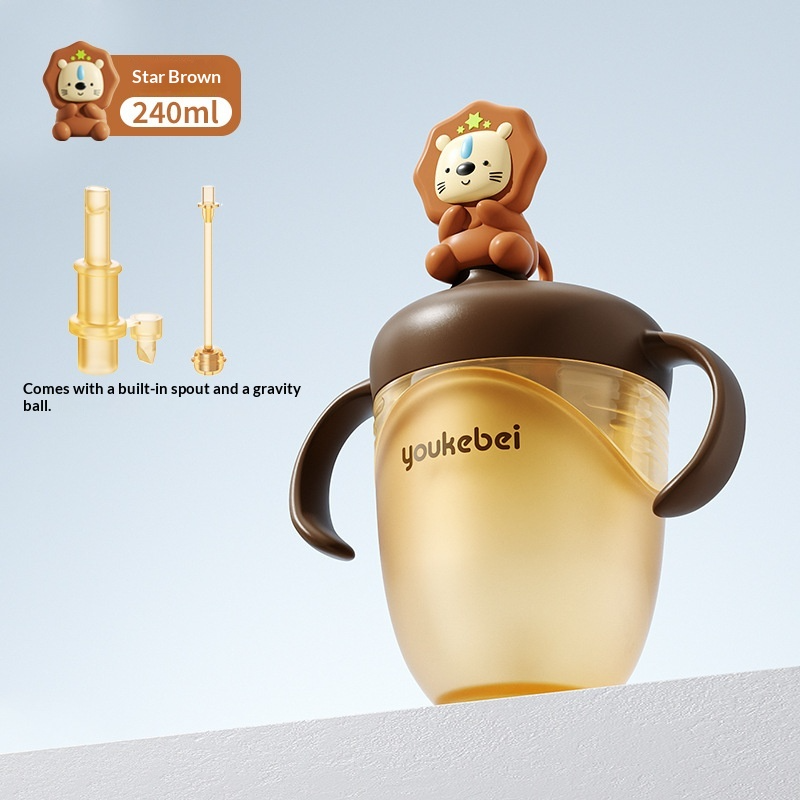 ขวดนมฝึกหัดสำหรับเด็กทารก พร้อมหลอดดูด หมุนได้ 360 องศา ป้องกันการรั่วซึม เหมาะสำหรับเด็กที่กระฉับกระเฉง 