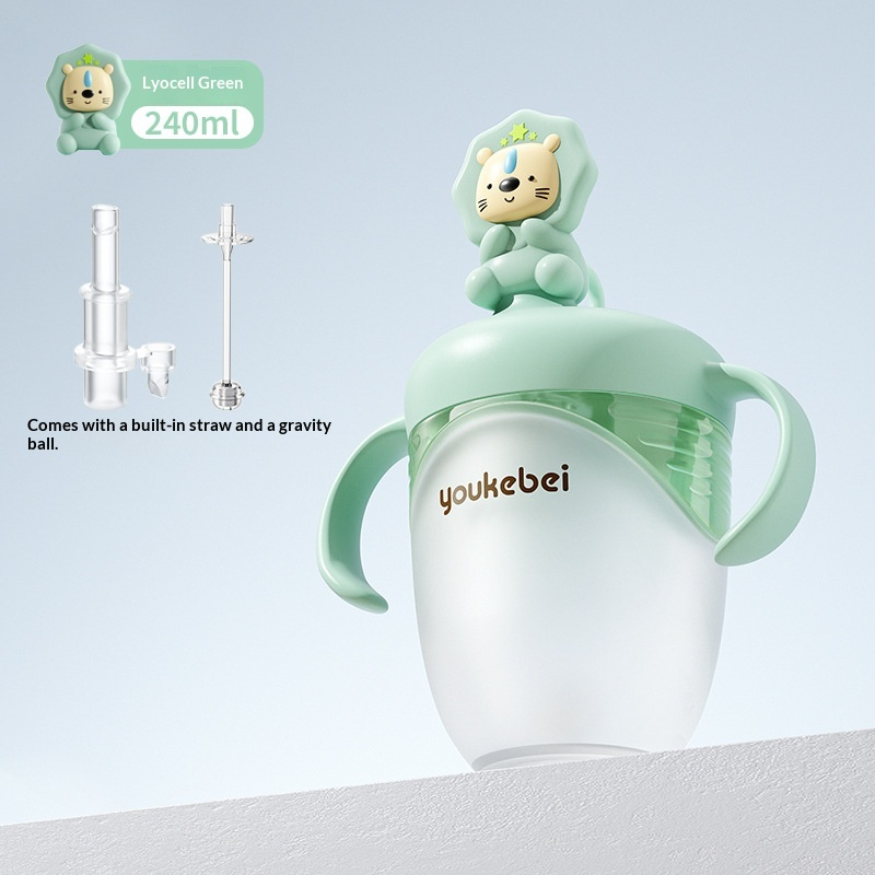 ขวดนมฝึกหัดสำหรับเด็กทารก พร้อมหลอดดูด หมุนได้ 360 องศา ป้องกันการรั่วซึม เหมาะสำหรับเด็กที่กระฉับกระเฉง 