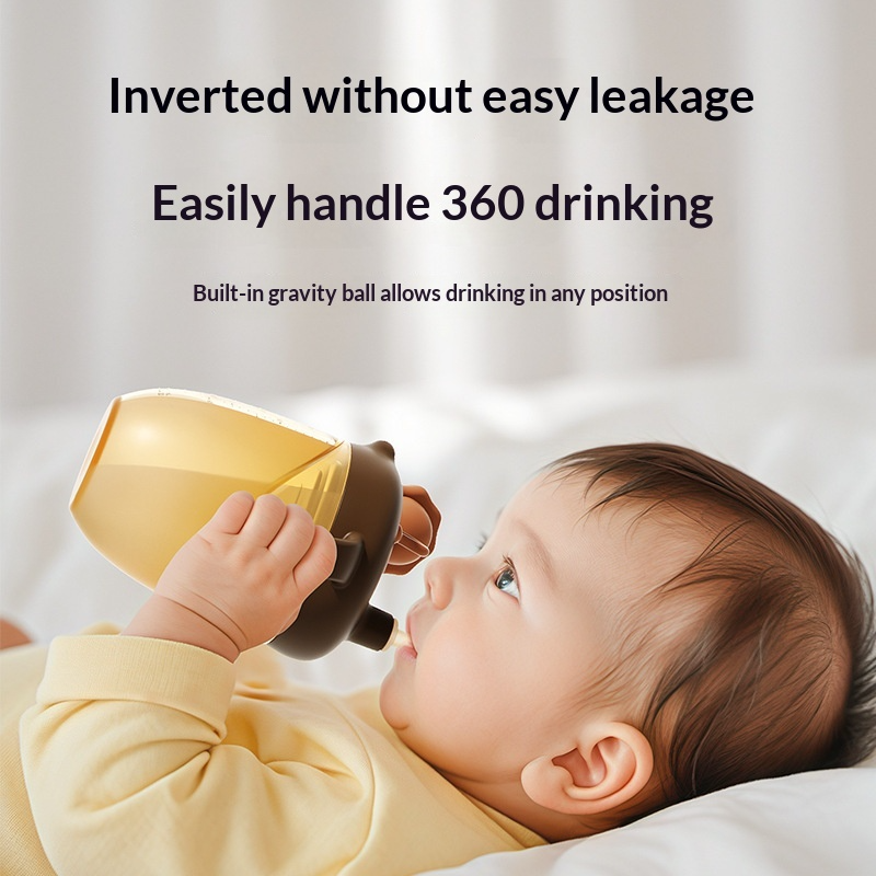 ขวดนมฝึกหัดสำหรับเด็กทารก พร้อมหลอดดูด หมุนได้ 360 องศา ป้องกันการรั่วซึม เหมาะสำหรับเด็กที่กระฉับกระเฉง 