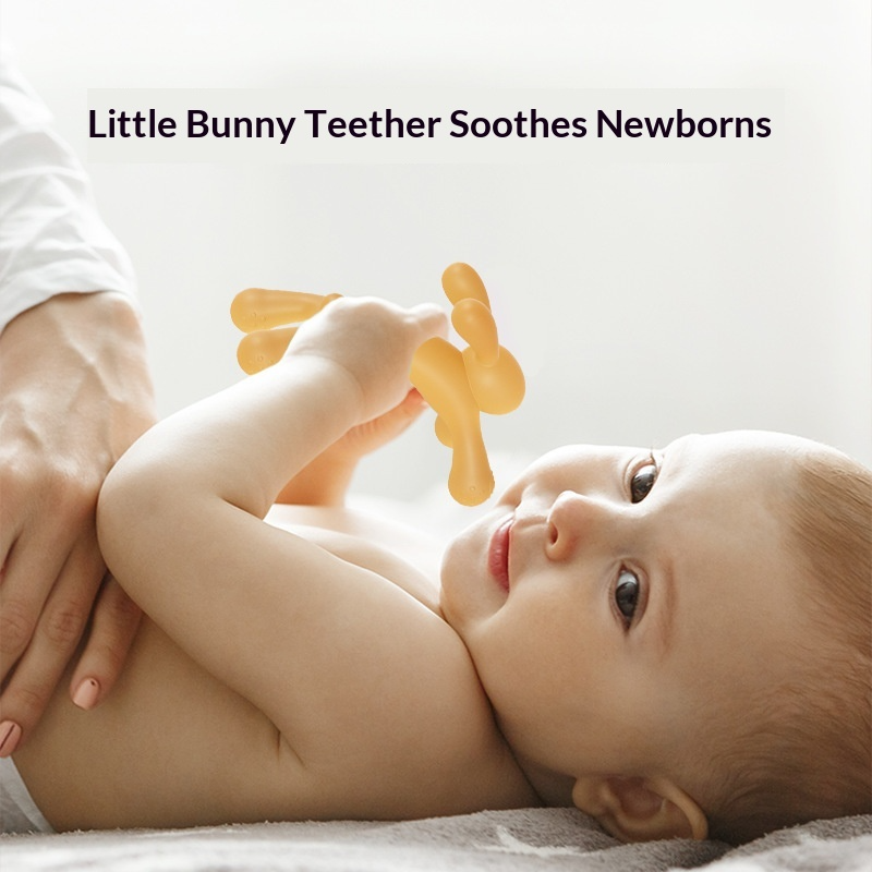 Đồ gặm nướt bằng silicon an toàn thực phẩm cho bé từ 6 tháng tuổi trở lên, đồ chơi nhai giúp giảm đau khi bé đưa tay vào miệng.