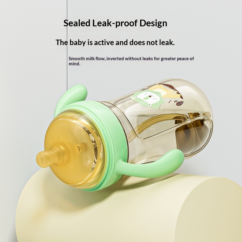 ขวดนมเด็ก PPSU ป้องกันอาการจุกเสียด ทนทานต่อการแตกหัก พร้อมหลอดดูด 2in1 สำหรับฝึกดื่มนม