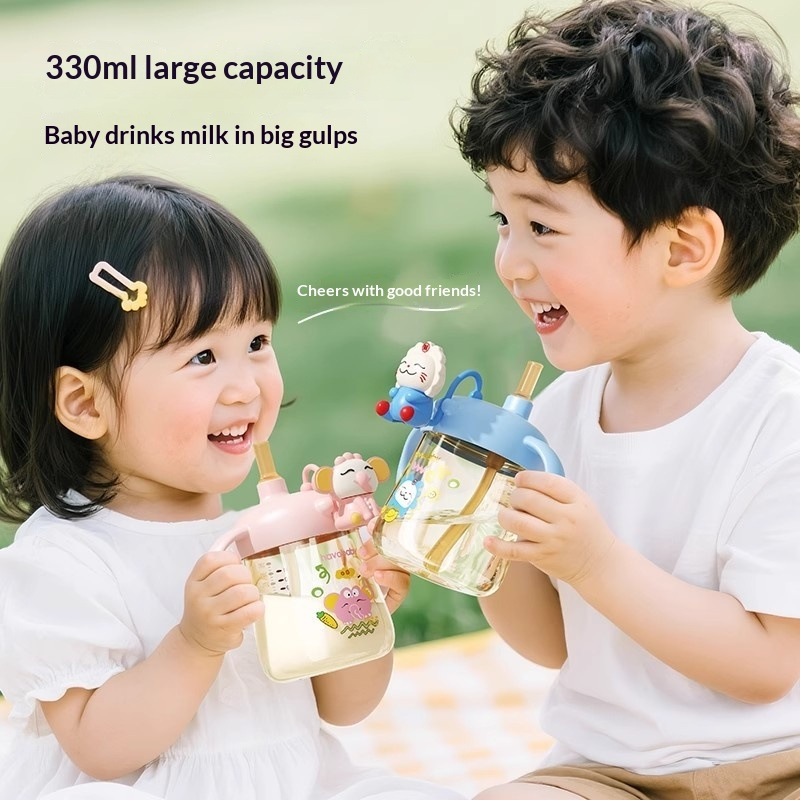 ถ้วยนมหลอดดูด PPSU ลายแพนด้า คอกว้าง ดื่มได้โดยตรง ป้องกันการตกหล่น ป้องกันการรั่วซึม สำหรับเด็กทารกและเด็กเล็ก
