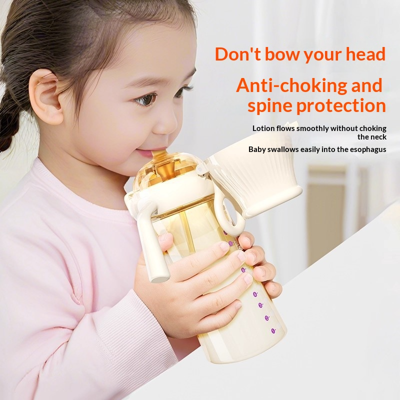 ขวดนมฝึกดื่ม PPSU แบบฝาเปิดปิด ป้องกันอาการจุกเสียด มีหลอดดูด เหมาะสำหรับเด็กอายุ 6 เดือนขึ้นไป 