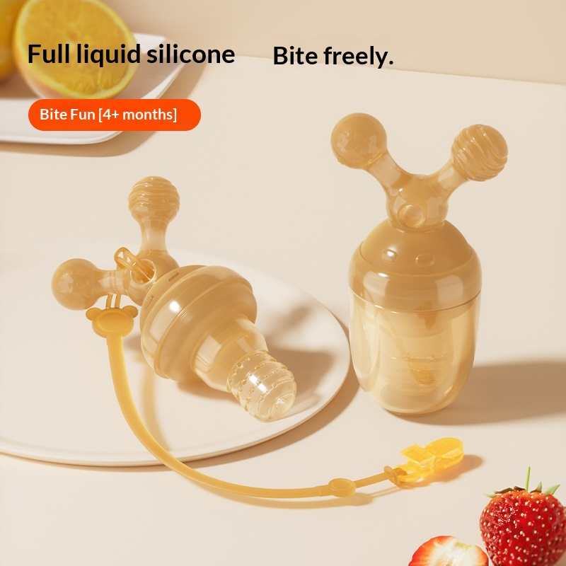 Núm vú giả ăn dặm bằng silicon hoàn toàn – Núm vú giả ăn dặm cho bé với trái cây tươi và thức ăn nghiền.