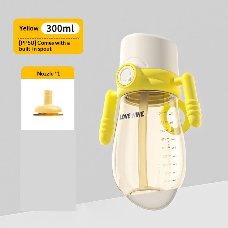 ถ้วยหัดดื่มแบบมีหลอดดูดสำหรับเด็กวัยหัดเดิน PPSU (12 เดือนขึ้นไป) ถ้วยหัดดื่มแบบฝาเปิดปิดได้ สำหรับนมและน้ำ คุณภาพเดียวกับขวดนมเด็ก จุกดูดไม่กัดฟัน 