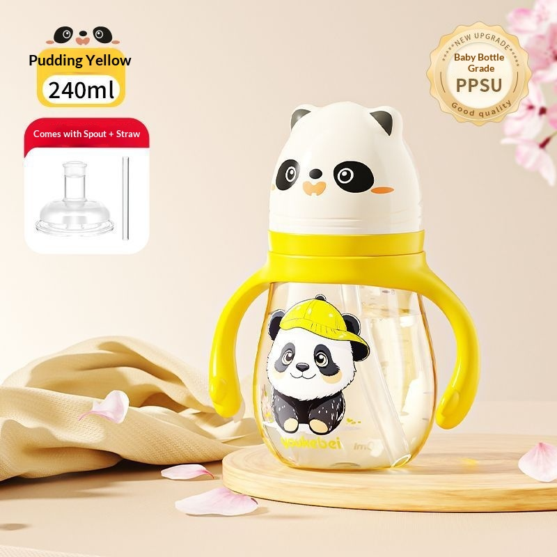 PPSU Baby Training Cup with Handles – Age-Stage Straw Cup, Leak-Proof Drinking Cup for Infants & Toddlers