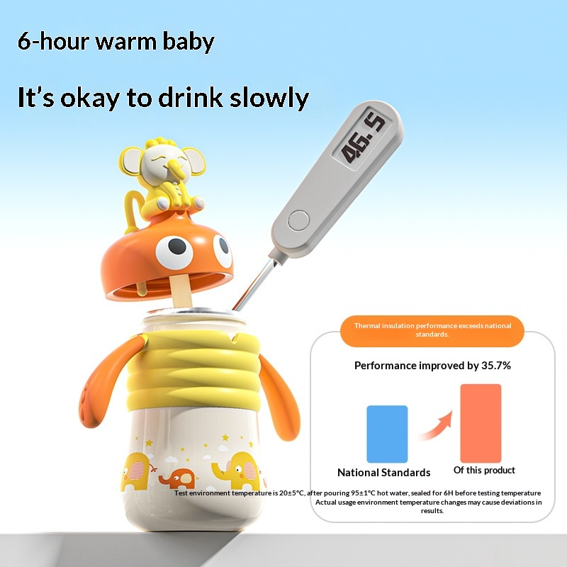 Cute Animal Milk & Water Cup with Straw, 316 Stainless Steel