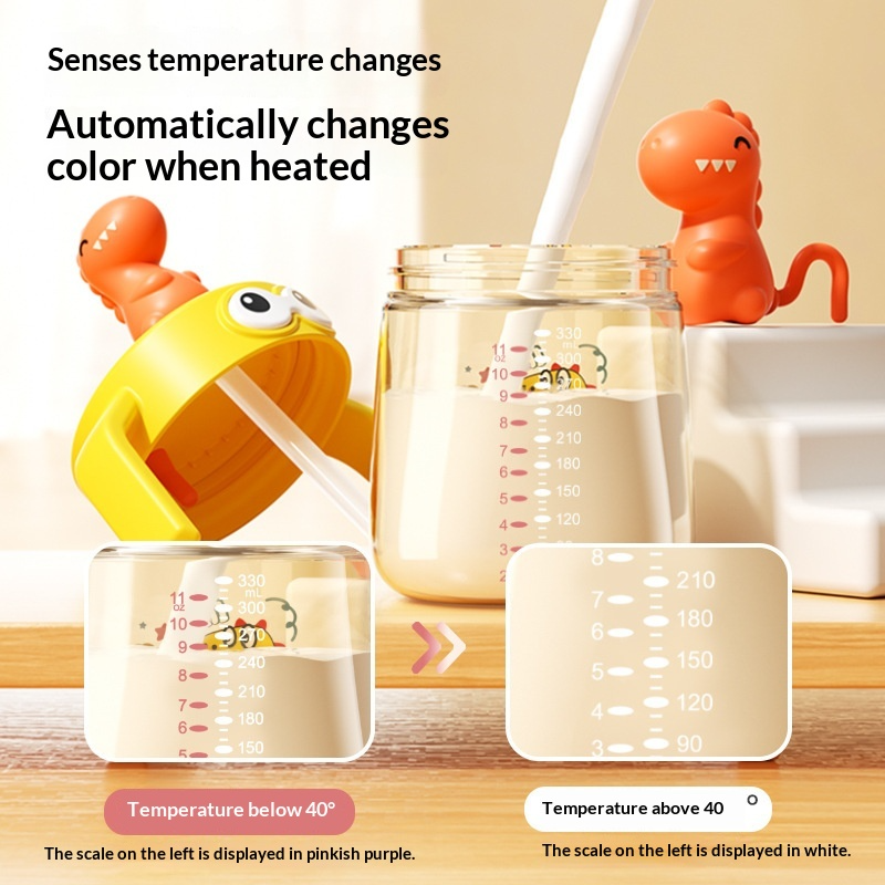 Youkebei Little Dinosaur PPSU Temperature-Sensing Straw Cup