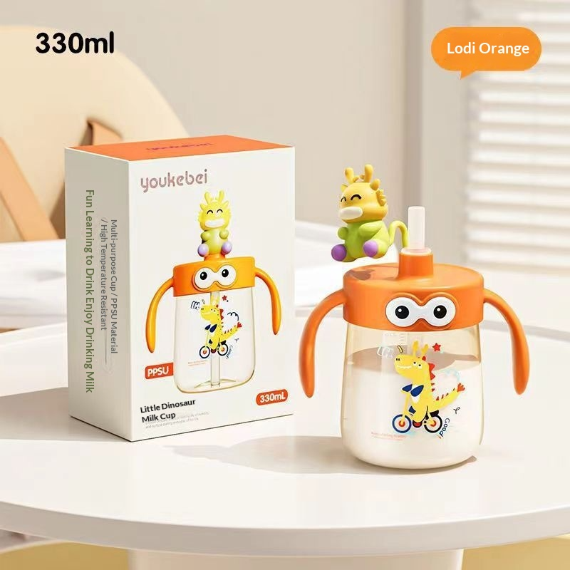 Youkebei Little Dinosaur PPSU Temperature-Sensing Straw Cup
