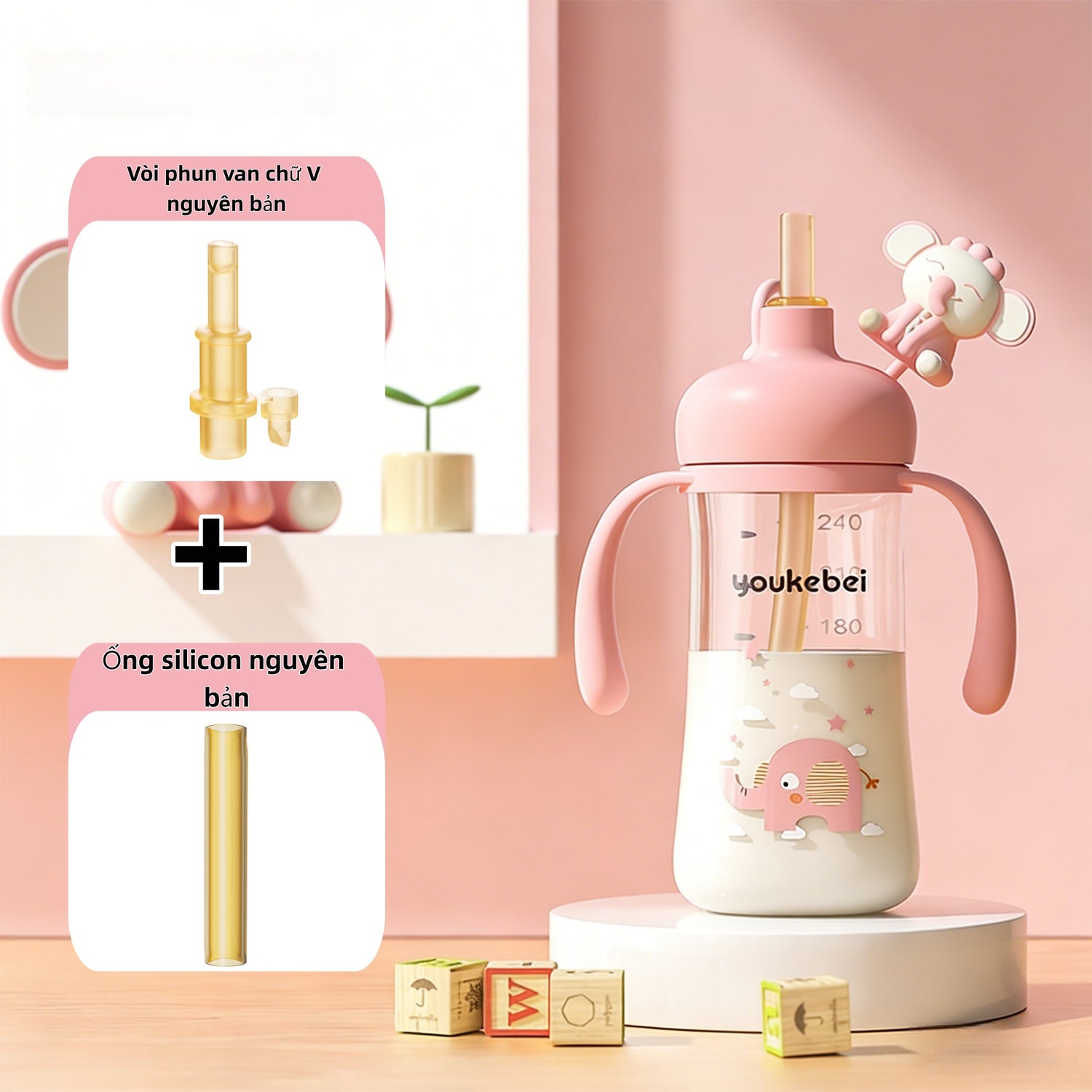 LOVE NINE V‑Shaped Anti‑Choke Straw Cup