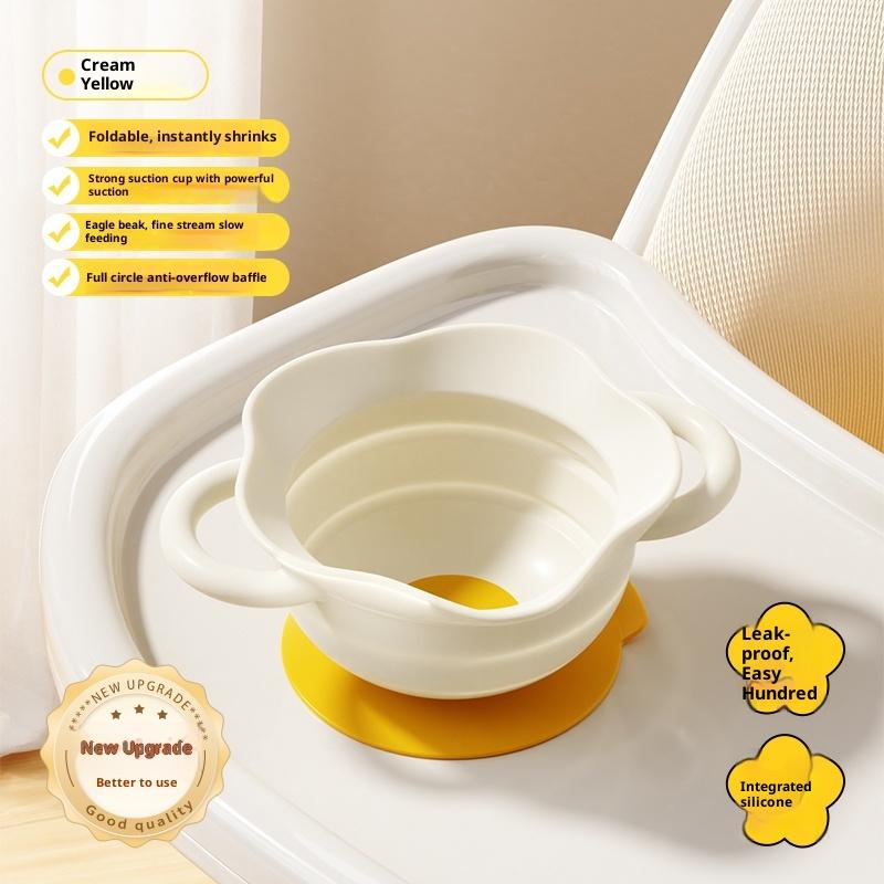 Baby Feeding Training Bowl  Suction Base Anti-Tip  Foldable Design  Toddler Self-Feeding Tableware