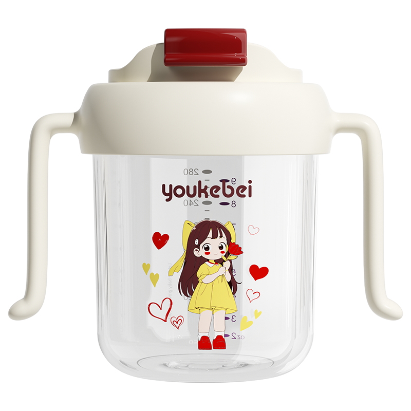 Combo bình sữa PPSU Youkebei đời 3 màu hồng + bộ cọ rửa 6 món màu hồng