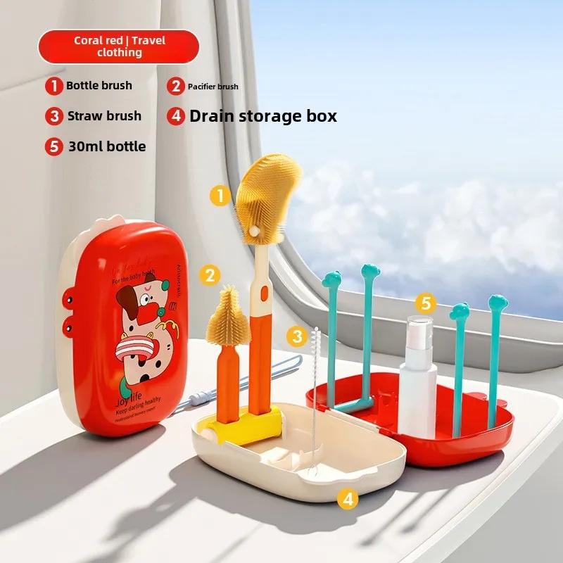 Portable Baby Bottle Brush Set Compact Storage 360° Deep Clean  Heat-Resistant  Safe Materials