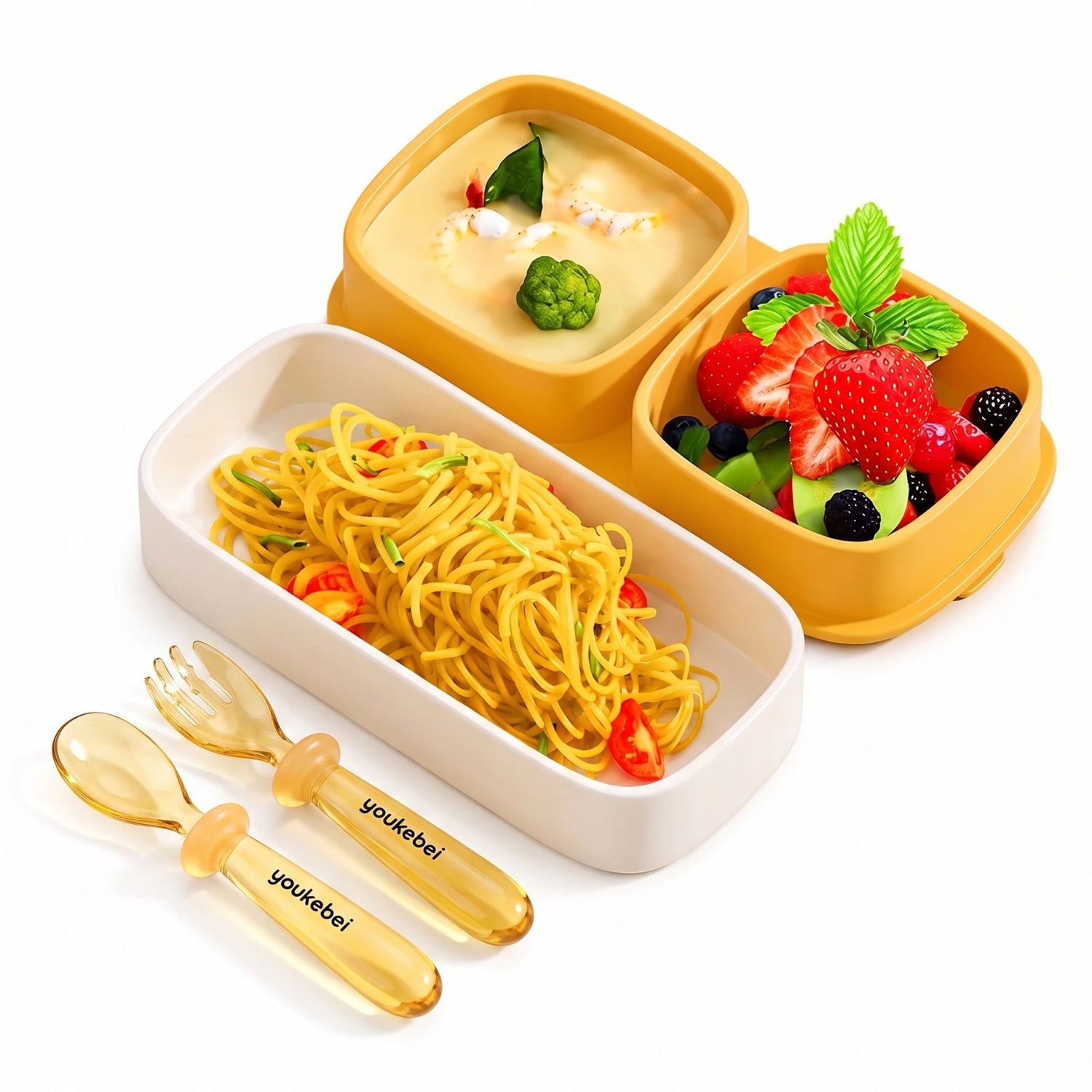 Bộ thìa dĩa tập ăn PPSU hình thỏi và đĩa chia ngăn silicone có đế hút, chống trơn, chịu nhiệt, an toàn cho bé