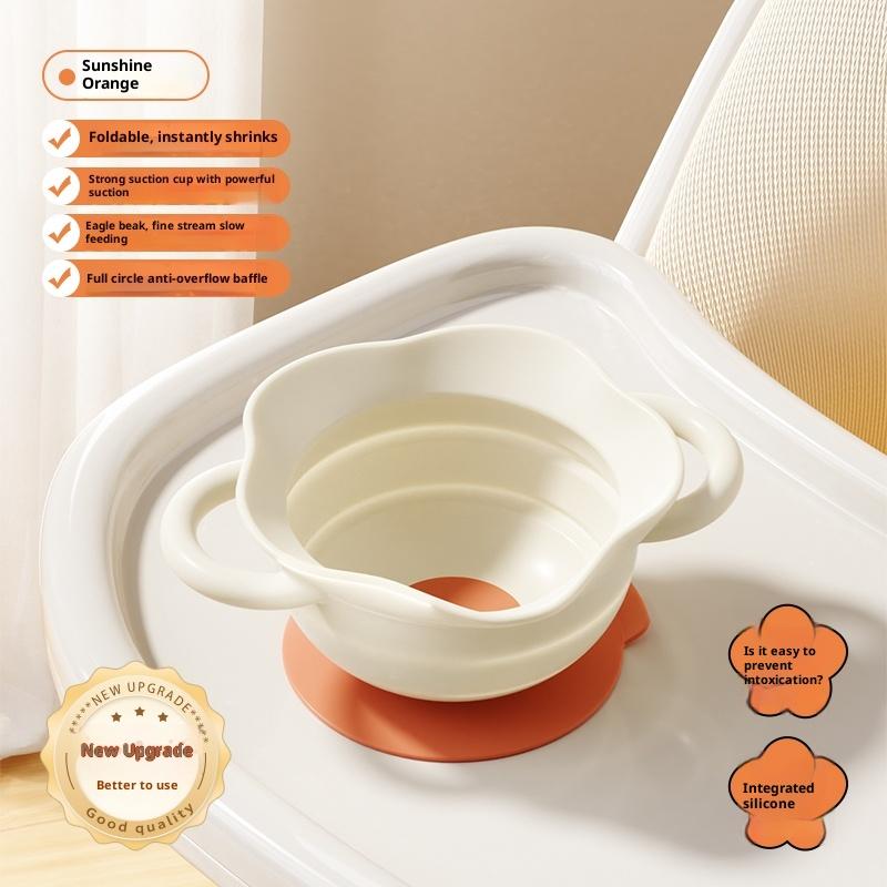 Baby Feeding Training Bowl  Suction Base Anti-Tip  Foldable Design  Toddler Self-Feeding Tableware