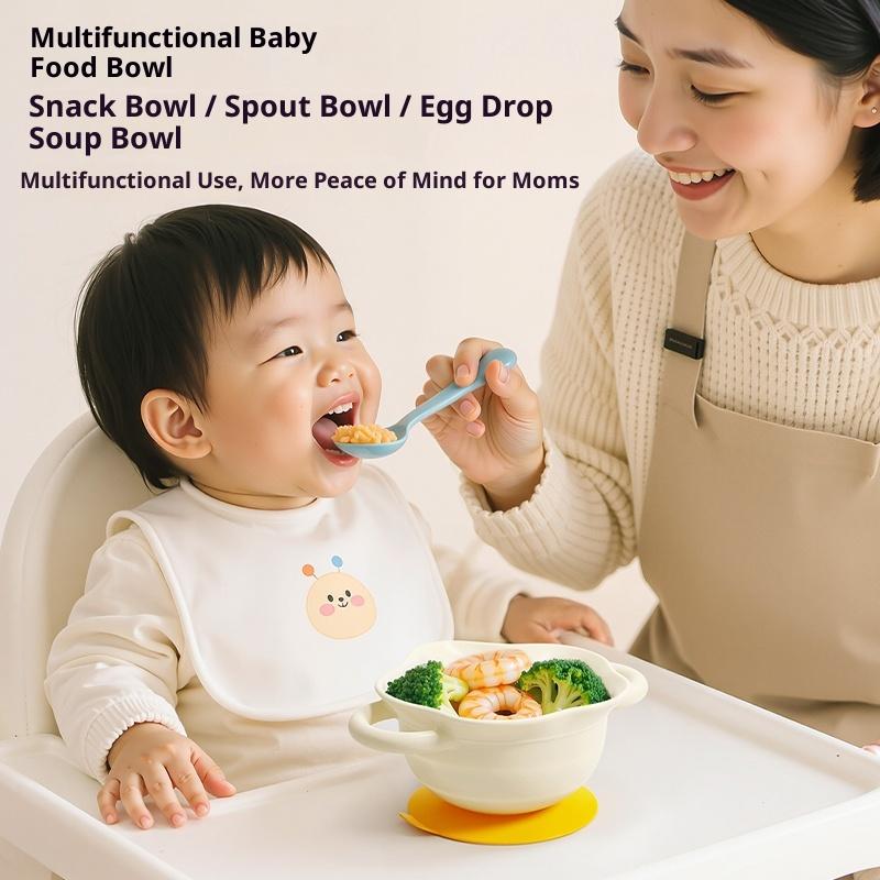 Baby Feeding Training Bowl  Suction Base Anti-Tip  Foldable Design  Toddler Self-Feeding Tableware