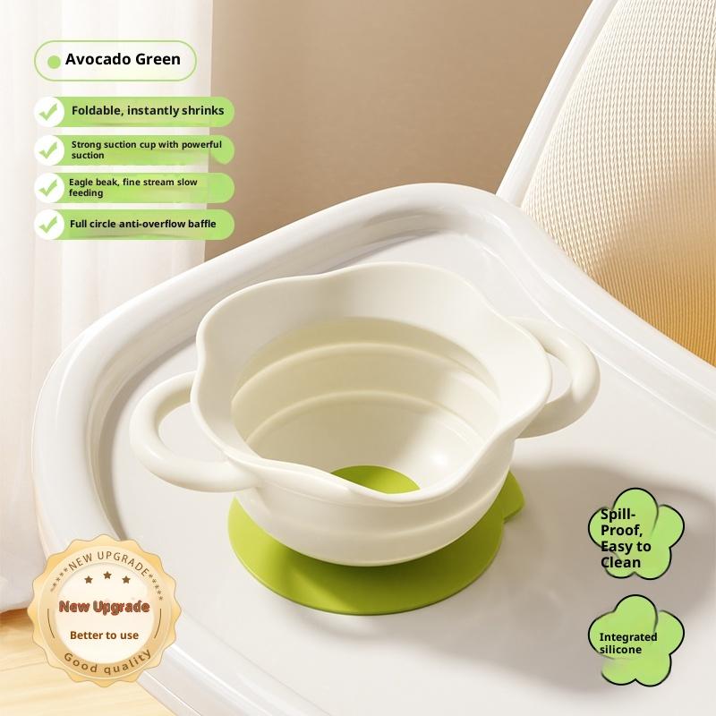 Baby Feeding Training Bowl  Suction Base Anti-Tip  Foldable Design  Toddler Self-Feeding Tableware