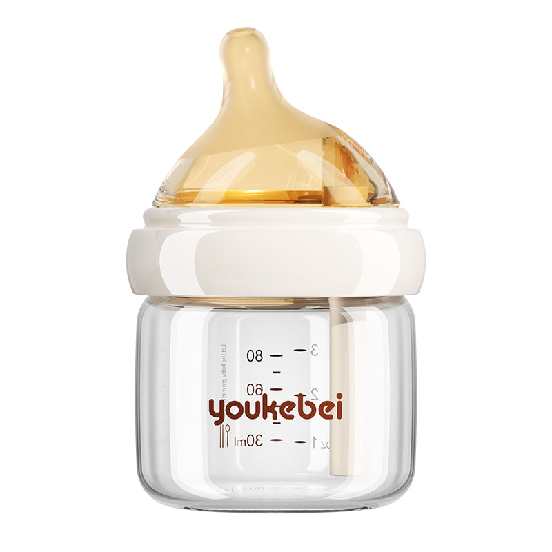 Newborn Glass Baby Bottle 0–6 Months Anti-Colic Anti-Spit-Up  Anti-Choking 80/160ml Soft Silicone Nipple