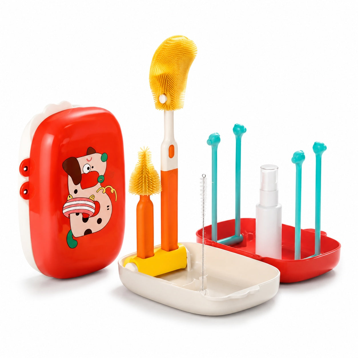 Portable Baby Bottle Brush Set Compact Storage 360° Deep Clean  Heat-Resistant  Safe Materials