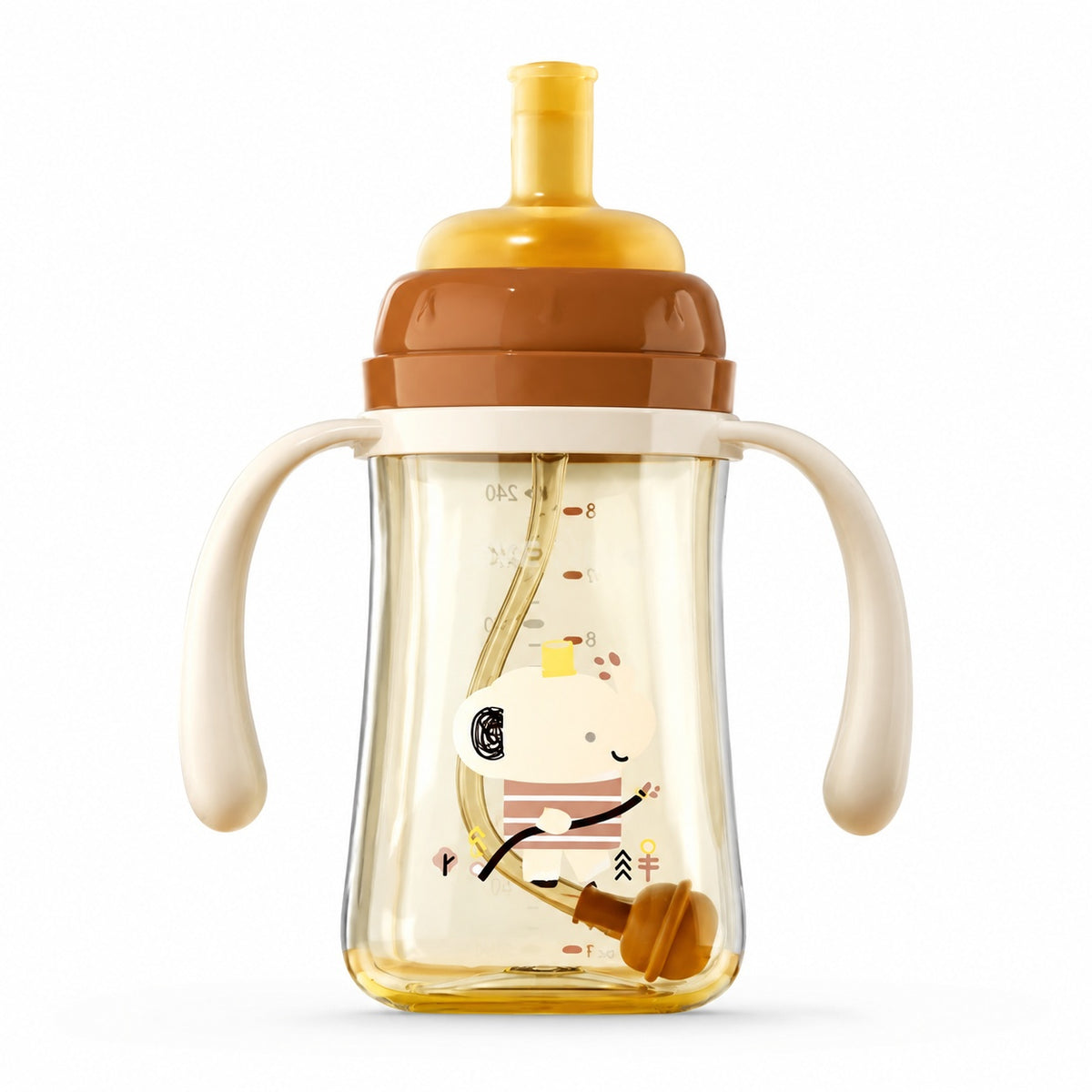 PPSU Temperature-Sensitive Color-Changing Straw Baby Bottle | Wide-Mouth Anti-Colic, Anti-Splash, Shatter-Resistant Training Cup