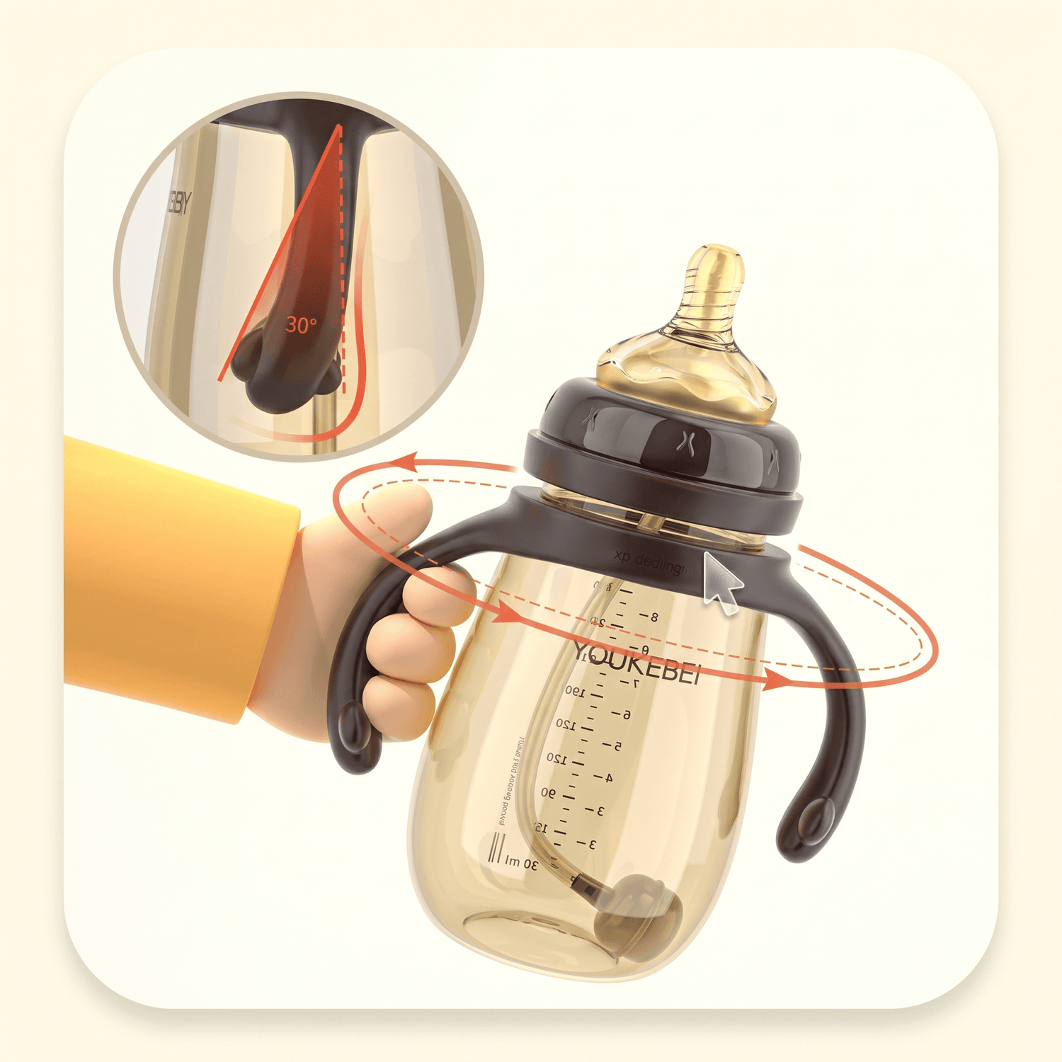 Food-Grade PP Anti-Colic Weaning Bottle For 1–3 Years Shatter-Resistant with Handles